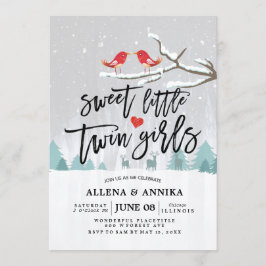 Invitación Baby Shower de invierno dulce Chicas gemelos