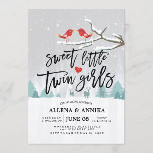 Invitación Baby Shower de invierno dulce Chicas gemelos
