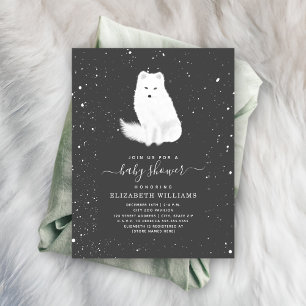 Invitación Baby Shower de invierno gris oscuro neutral de Fox
