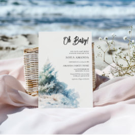 Invitación Baby Shower de invierno Minimalista de acuarela