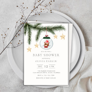 Invitación Baby Shower de invierno neutro con un género reduc