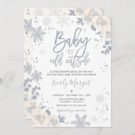Invitación Baby Shower de invierno neutro de género blanco pl