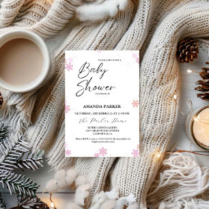 Invitación Baby Shower de invierno para bebé con copo de niev