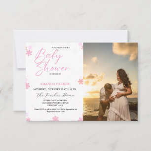 Invitación Baby Shower de invierno para bebé con copo de niev