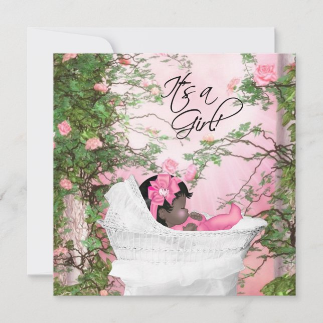 Invitación Baby Shower de Jardín de Rosas Rosadas (Anverso)