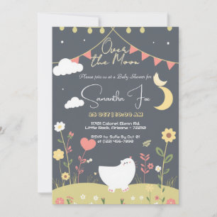 Invitación Baby Shower de jardín nocturno con Mascota de luna