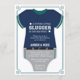 Invitación Baby Shower de Jersey de béisbol, azul, verde