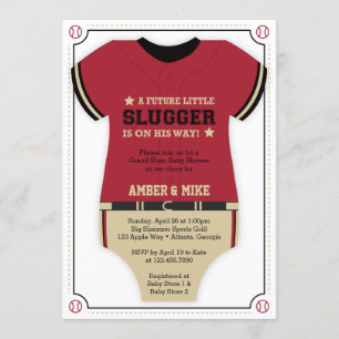 Invitación Baby Shower de Jersey de béisbol, rojo,