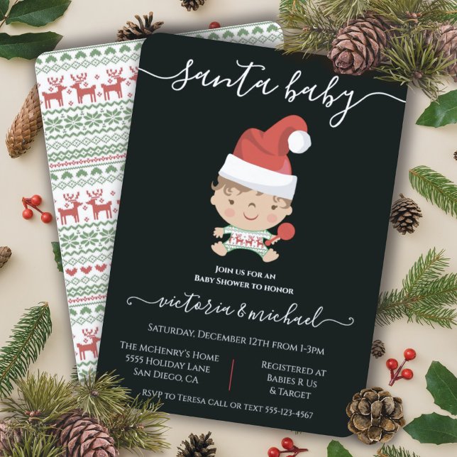 Invitación Baby Shower de jersey para Navidades de Santa Bebé (Subido por el creador)