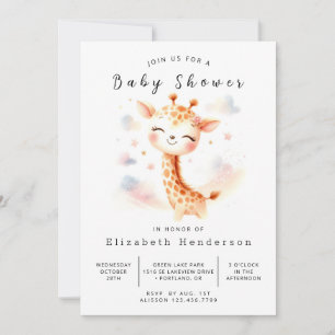 Invitación Baby Shower de jirafa acuarela en línea
