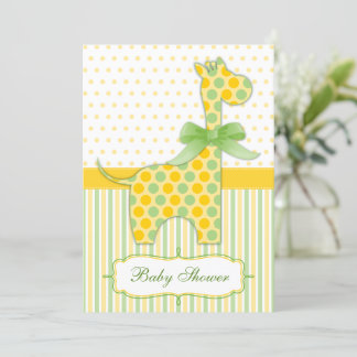 Invitación Baby Shower de jirafa amarilla y verde