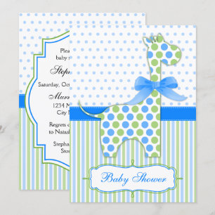 Invitación Baby Shower de jirafa azul y verde
