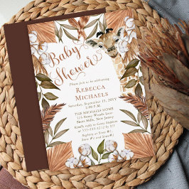 Invitación Baby Shower de jirafa dulce boho de hierbas secas