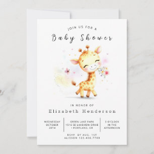 Invitación Baby Shower de jirafa editable clásico