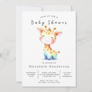 Invitación Baby Shower de jirafa editable de estilo rústico