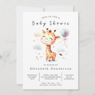 Invitación Baby Shower de jirafa editable encantada