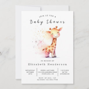 Invitación Baby Shower de jirafa editable neutra de género
