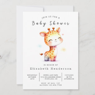 Invitación Baby Shower de jirafa editable único