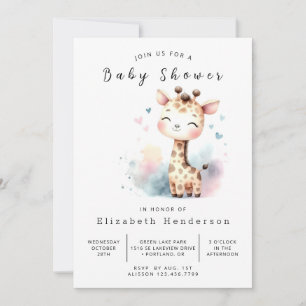 Invitación Baby Shower de jirafa en línea clásico