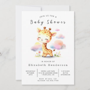 Invitación Baby Shower de jirafa en línea clásico