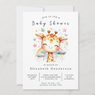 Invitación Baby Shower de jirafa estilo acuarela