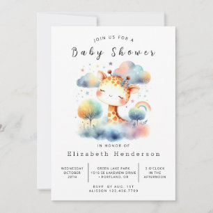 Invitación Baby Shower de jirafa imprimible clásico