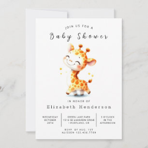 Invitación Baby Shower de jirafa imprimible clásico