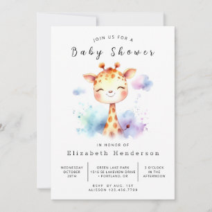 Invitación Baby Shower de jirafa imprimible clásico