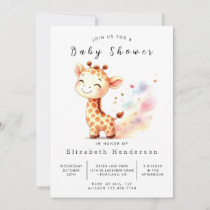 Invitación Baby Shower de jirafa imprimible encantado