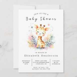 Invitación Baby Shower de jirafa imprimible neutra de género