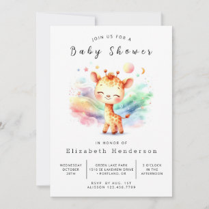 Invitación Baby Shower de jirafa imprimible y rústico
