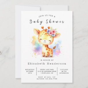 Invitación Baby Shower de jirafa imprimible y rústico