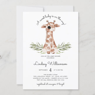 Invitación Baby Shower de jirafa neutral de género