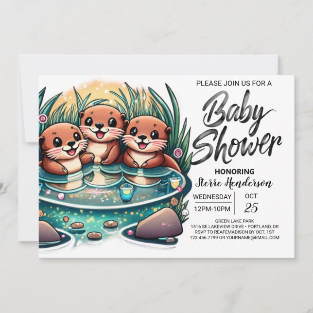 Invitación Baby Shower de Joy de Otter Digital (Anverso)