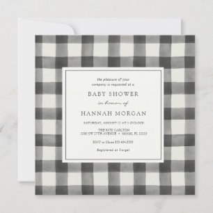 Invitación Baby Shower de juego de búfalo negro y blanco