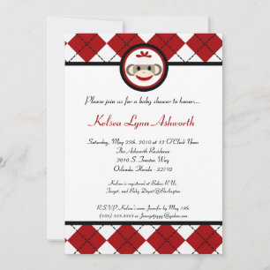 Invitación Baby Shower de juguete de mono de arco