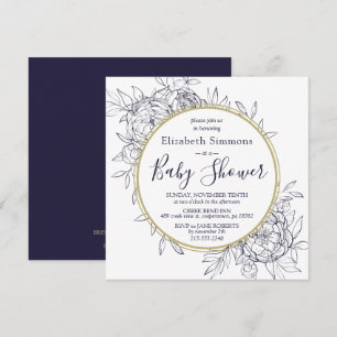 Invitación Baby Shower de juguetes florales modernos de Navy 
