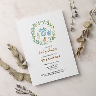 Invitación Baby Shower de Juguetes Vintage Neutrales de Géner