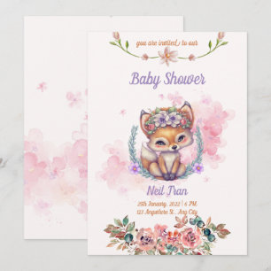Invitación Baby Shower de Kawaii Baby Fox