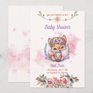Invitación Baby Shower de Kawaii Baby Fox