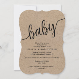 Invitación Baby Shower de Kraft con guión ruso