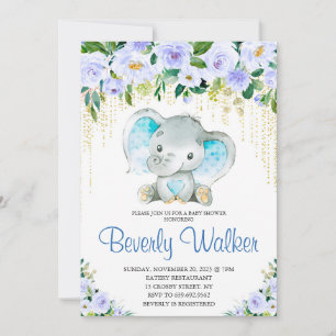 Invitación Baby Shower de la acuarela del elefante del niño