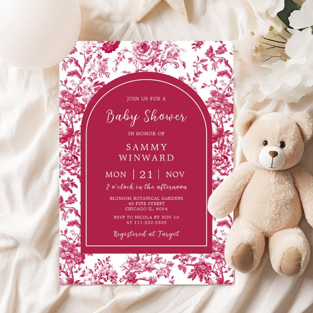 Invitación Baby Shower de la antigua Chinoiserie rosa (Subido por el creador)