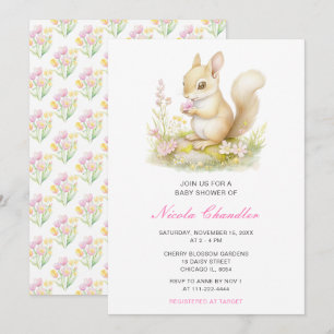 Invitación Baby Shower de la ardilla de primavera