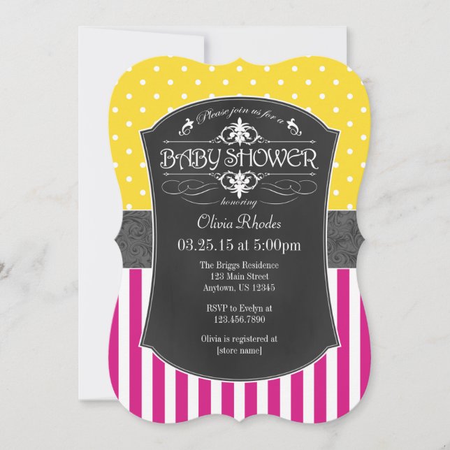 Invitación Baby Shower de la banda de croqueta gris rosado ca (Anverso)