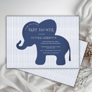Invitación Baby Shower de la banda elefante azul de la marina