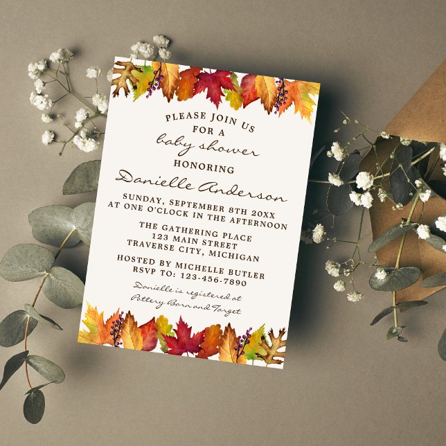 Invitación Baby Shower de la boda de otoño de las hojas del o (Subido por el creador)
