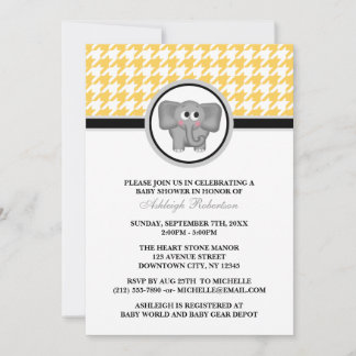 Invitación Baby Shower de la cabina amarilla y blanca del ele
