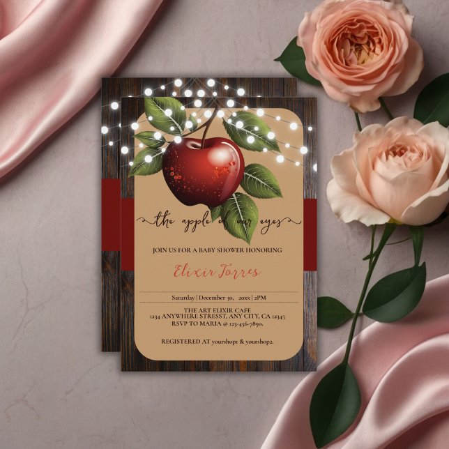 Invitación Baby Shower de la caída de Apple of Our Eye Rustic (Subido por el creador)