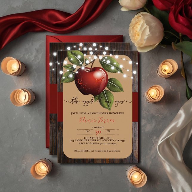 Invitación Baby Shower de la caída de Apple of Our Eye Rustic (Subido por el creador)